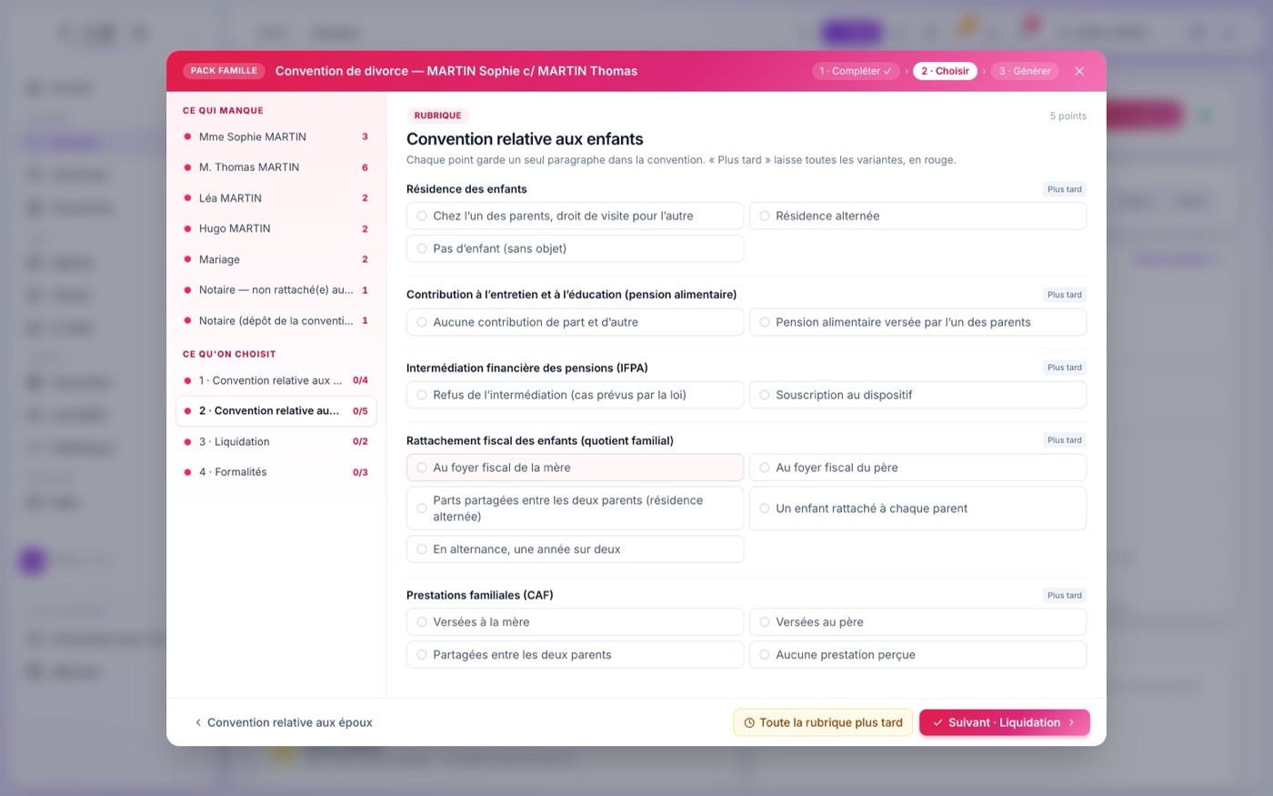 L'assistant du divorce par consentement mutuel : les choix de rédaction, rubrique par rubrique